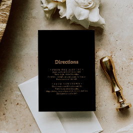 Cartão De Informações Direções de Casamento Minimalista Clássico Preto e