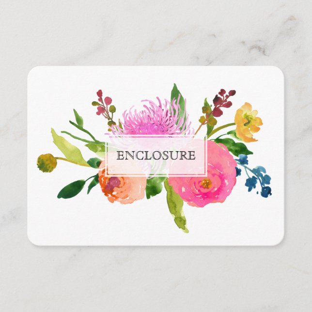 Cartão De Informações direções de PixDezines mitzvah/floral aquarela (Frente)