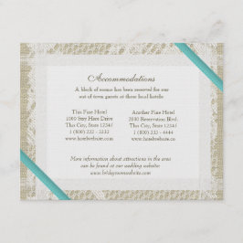 Cartão De Informações Direções do Lace e Burlap do Oceano Aqua