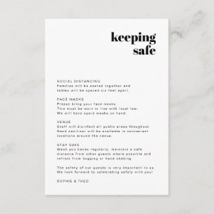 Cartão De Informações Diretrizes de Segurança Covid   Casamento Retro Mo