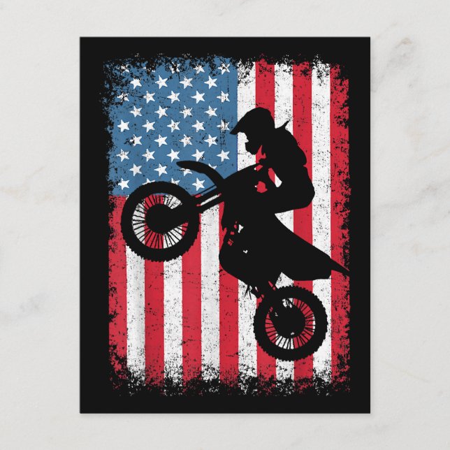 Cartão De Informações Dirt Bike American Flag Motocross Biker Men (Frente)