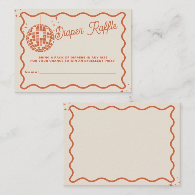 Cartão De Informações Disco Baby Groovy Chá de fraldas Fralda Raffle (Frente/Verso)