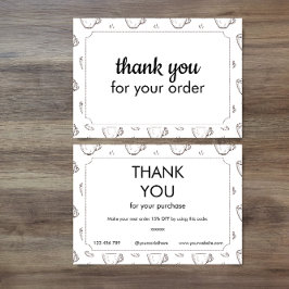 Cartão De Informações Discount and Thank you Card for Small Coffee Shop