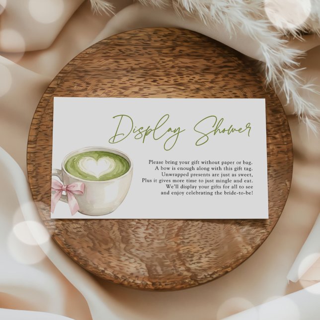 Cartão De Informações Display Shower Green Matcha Latte Bridal Shower (Criador carregado)
