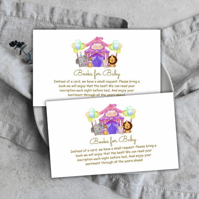Cartão De Informações Diversão Safari Circus Balloon Livros Para Chá de  (Fun Safari Circus Balloon Books For Baby Shower Enclosure Card)