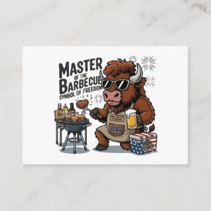 Cartão De Informações Divertido Mestre da Grelha de Bisonte BBQ de 4 de