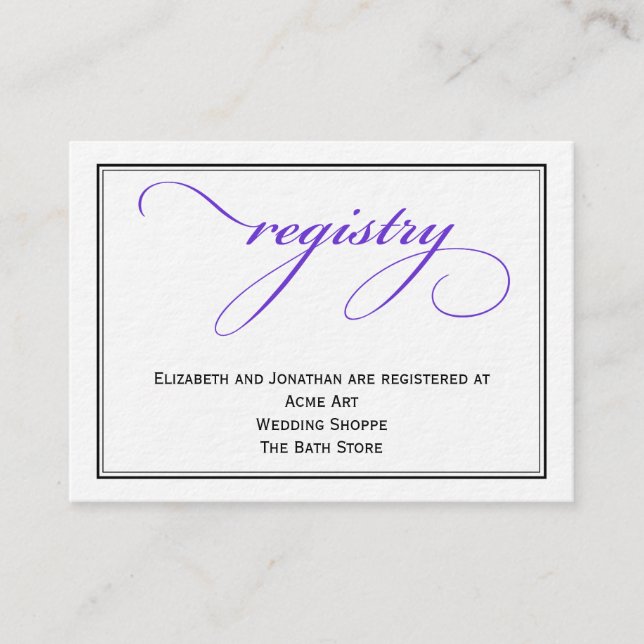 Cartão de Informações do Registro de Casamento de  (Frente)