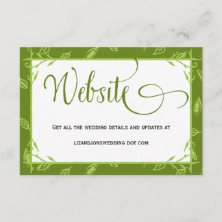 Cartão de Informações do Site de Casamento de Folh