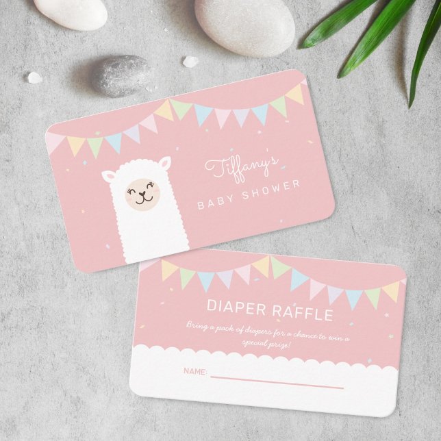 Cartão De Informações Doce Alpaca Llama Chá de fraldas Fralda Raffle (Criador carregado)