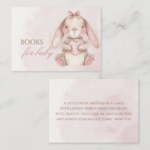 Cartão De Informações Doce Bunny Aquarela Livros Rosa Para Bebê