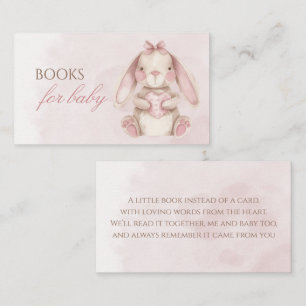 Cartão De Informações Doce Coelho Aquarela Rosa Livros Para Bebê