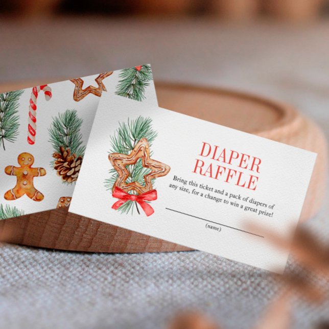 Cartão De Informações Doce Fralda de Natal Raffle Chá de fraldas (Criador carregado)