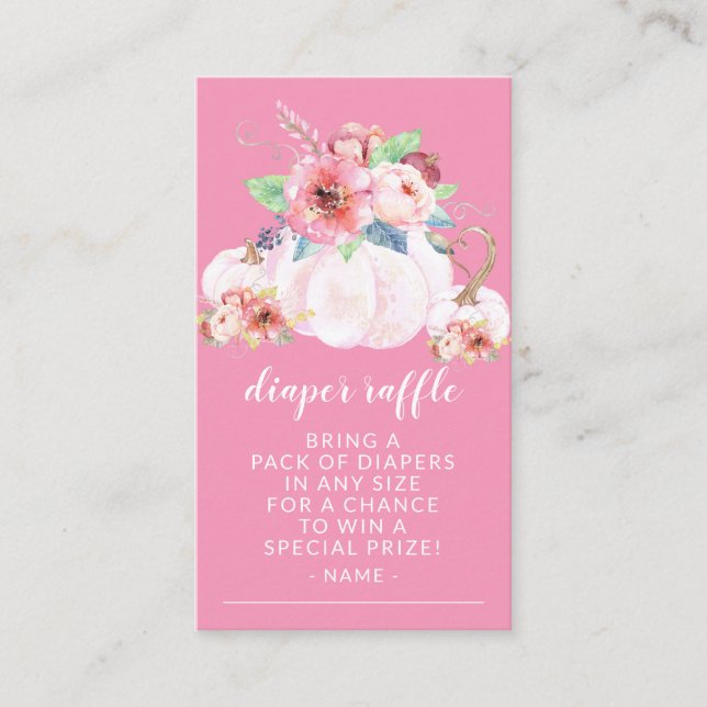 Cartão De Informações Doce Pequena Fralda de Abóbora Raffle (Frente)