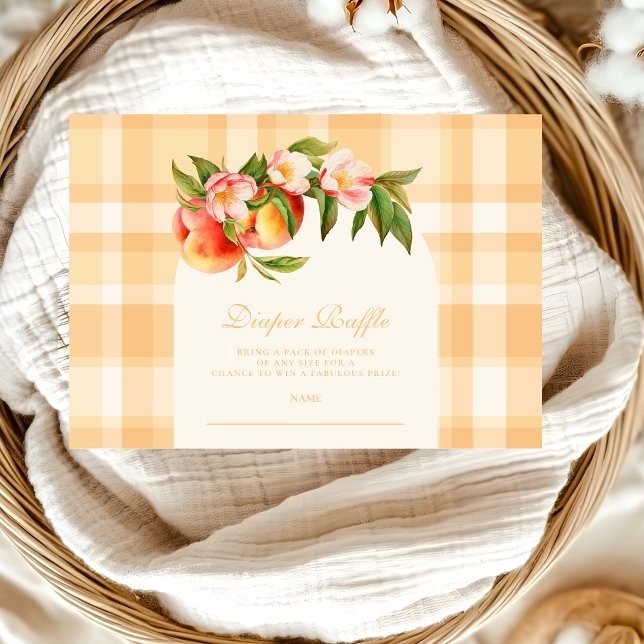 Cartão De Informações Doce Pequeno Pêssego - Chá de fraldas Raffle (Criador carregado)