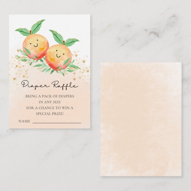 Cartão De Informações Doce Pequeno Pêssego Fralda Raffle (Frente/Verso)
