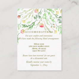 Cartão De Informações Doce Romântico | Alojamento De Casamento Floral