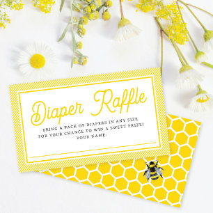 Cartão De Informações Doce Vintage Bumblebee Fralda Raffle Chá de fralda