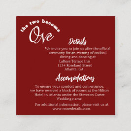 Cartão De Informações Dois Se Tornaram Um Burgundy