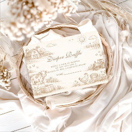 Cartão De Informações Doodle Whimsical Country Farm Diapper Raffle