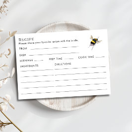 Cartão De Informações Double Sided Honey Bee Bridal Shower Recipe 