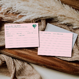 Cartão De Informações Double Sided Pink Green Bridal Shower Recipe