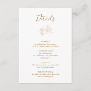 Cartão De Informações Dourada Arte Floral Elegante