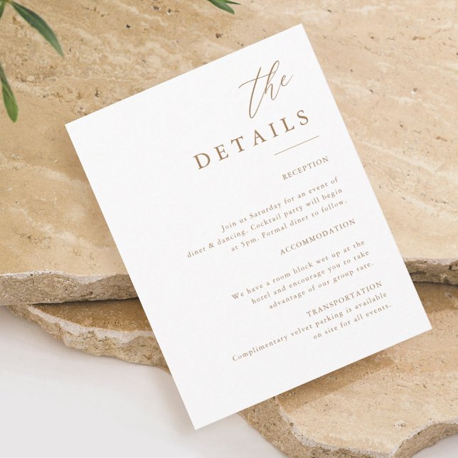 Cartão De Informações Dourada Caligrafia Elegante Casando Os Detalhes (Criador carregado)