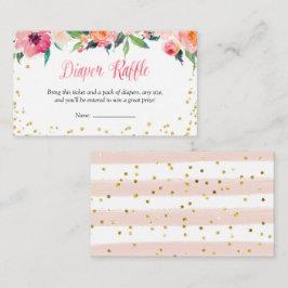 Cartão De Informações Dourada Floral April Fralda Raffle