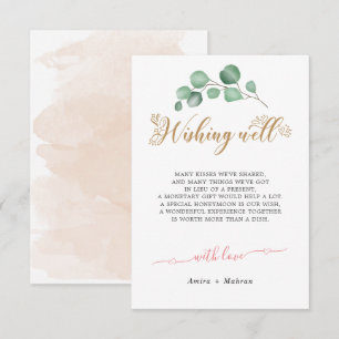 Cartão De Informações Dourada Greenery Wishing Weding Welcard