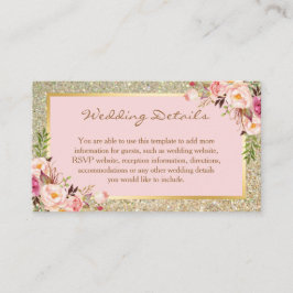 Cartão De Informações Dourada Lista Floral Detalhes do Casamento Inserir