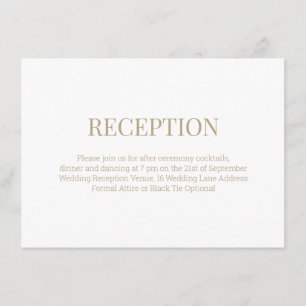 Cartão De Informações Dourada Recepção de casamento Branca do Monograma 