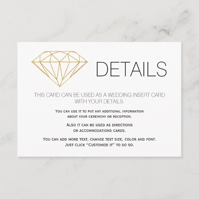 Cartão De Informações Dourada tradição de diamante lenhador trendê detal (Frente)