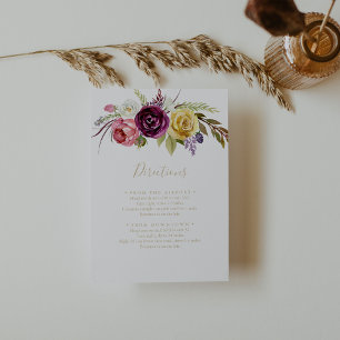 Cartão De Informações Douradas Direções de Casamento Tropical de Boho