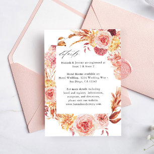 Cartão De Informações Dourado Borgonha & Rosa Floral Enclosure
