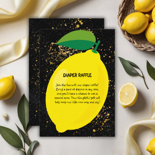 Cartão De Informações Dourado Chá de fraldas de Lâmpadas  de Lêmon
