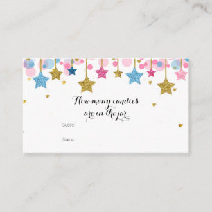 Cartão De Informações Dourado Cor-de-Rosa Azul Brilha Quantas Candies no