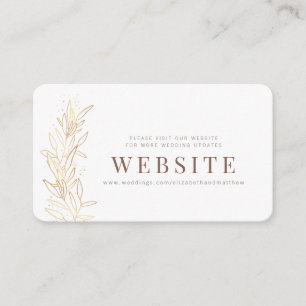 Cartão De Informações Dourado Foliage Modern + Site de Casamento Minimal