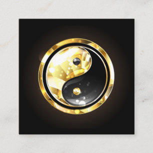 Cartão De Informações Dourado Yin Yang a preto