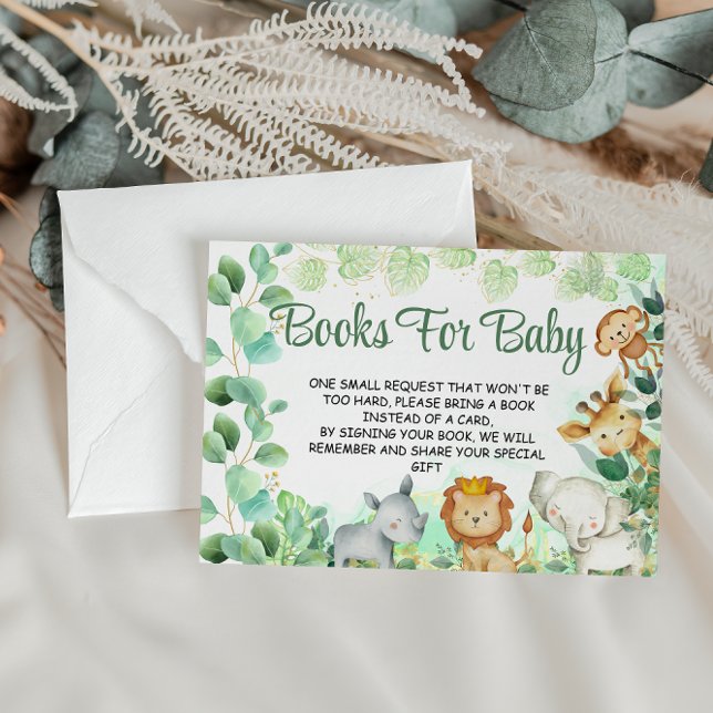 Cartão De Informações Dourados Safari Verde Animais Cujos Livros são par (Criador carregado)