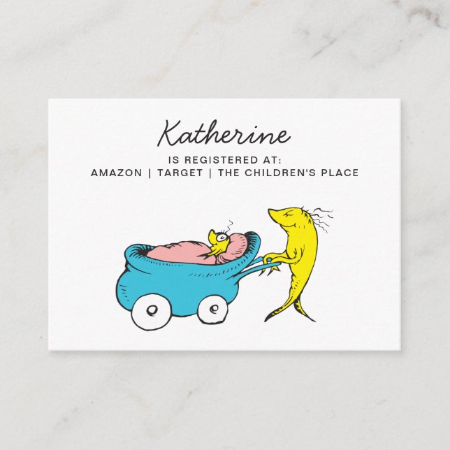 Cartão De Informações Dr. Seuss | Um Peixe - Registro de Chás de fraldas (Frente)