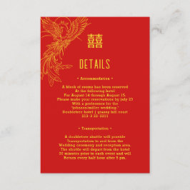 Cartão De Informações Dragão e Casamento Fênix | Detalhes do convidado d