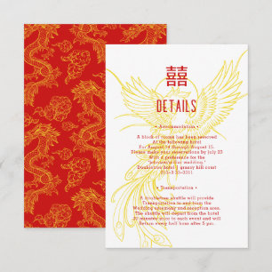 Cartão De Informações Dragão e Fênix   Informações para Convidados com F