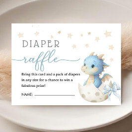Cartão De Informações Dragon Baby Shower Boy Blue Diaper Raffle 