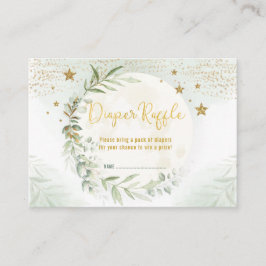 Cartão De Informações Dreamer Greenery Dourada Lua e Estrelas Fralda Raf