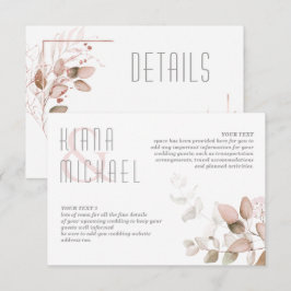Cartão De Informações Dreamy Foliage Wedding Details Blush Pink ID817