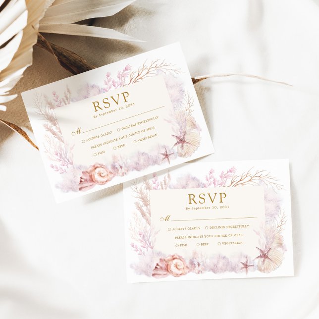 Cartão De Informações Dreamy Ocean, sob o Sea Beach Wedding RSVP (Criador carregado)