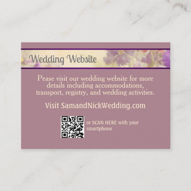 Cartão De Informações Dreamy Wildflower Elegant Wedding (Frente)