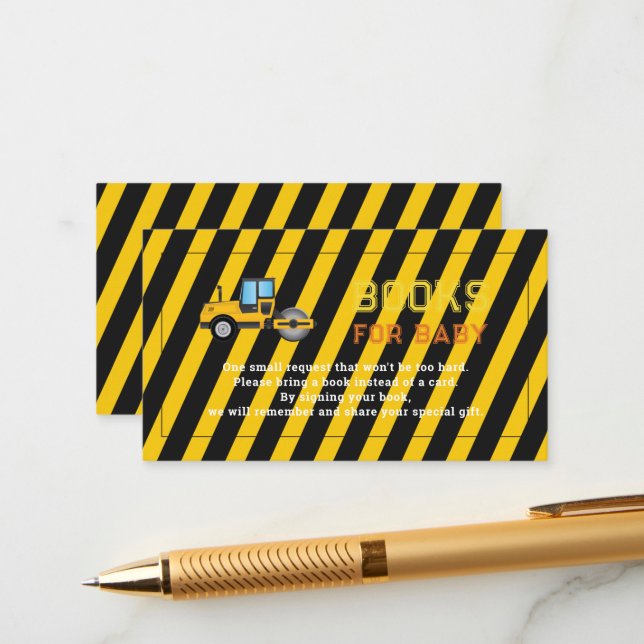 Cartão De Informações Dump Truck Construction Chá de fraldas Books para  (Frente/Verso In Situ)