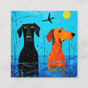 Cartão De Informações "Duo Aquático de Alegria" - Cães Coloridos Surreai