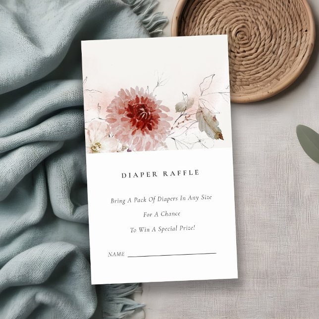 Cartão De Informações Dusky Fall Marsala Flora Fralda Raffle Chá de fral (Criador carregado)